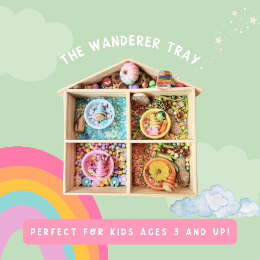 small wooden dollhouse play tray intended for small world play, dolls and sensory play filler