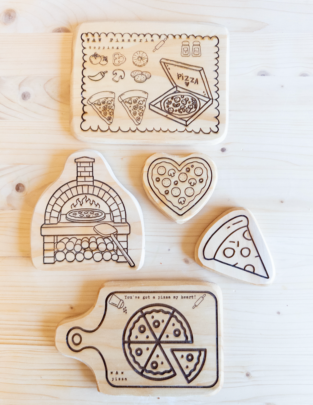Pizza Themed Wooden Collection