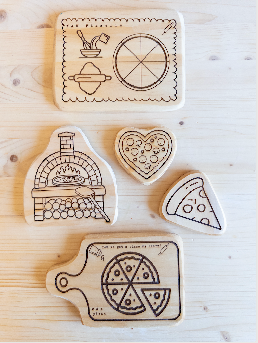 Pizza Themed Wooden Collection