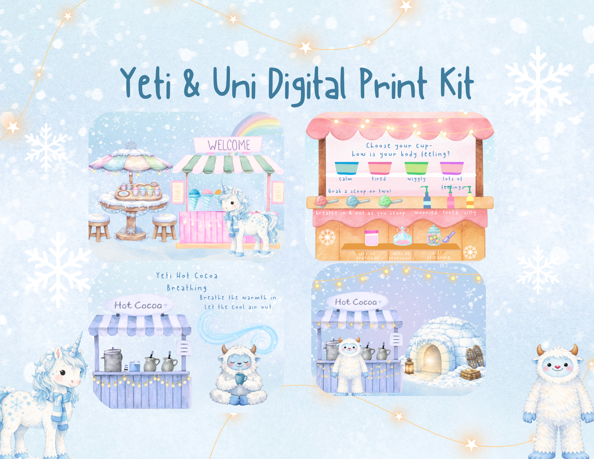 Yeti & Unicorn Winter Digital Learning Activities